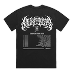 Black Short-Sleeve T-Shirt with Architects European 2026 Tour dates printed across the back