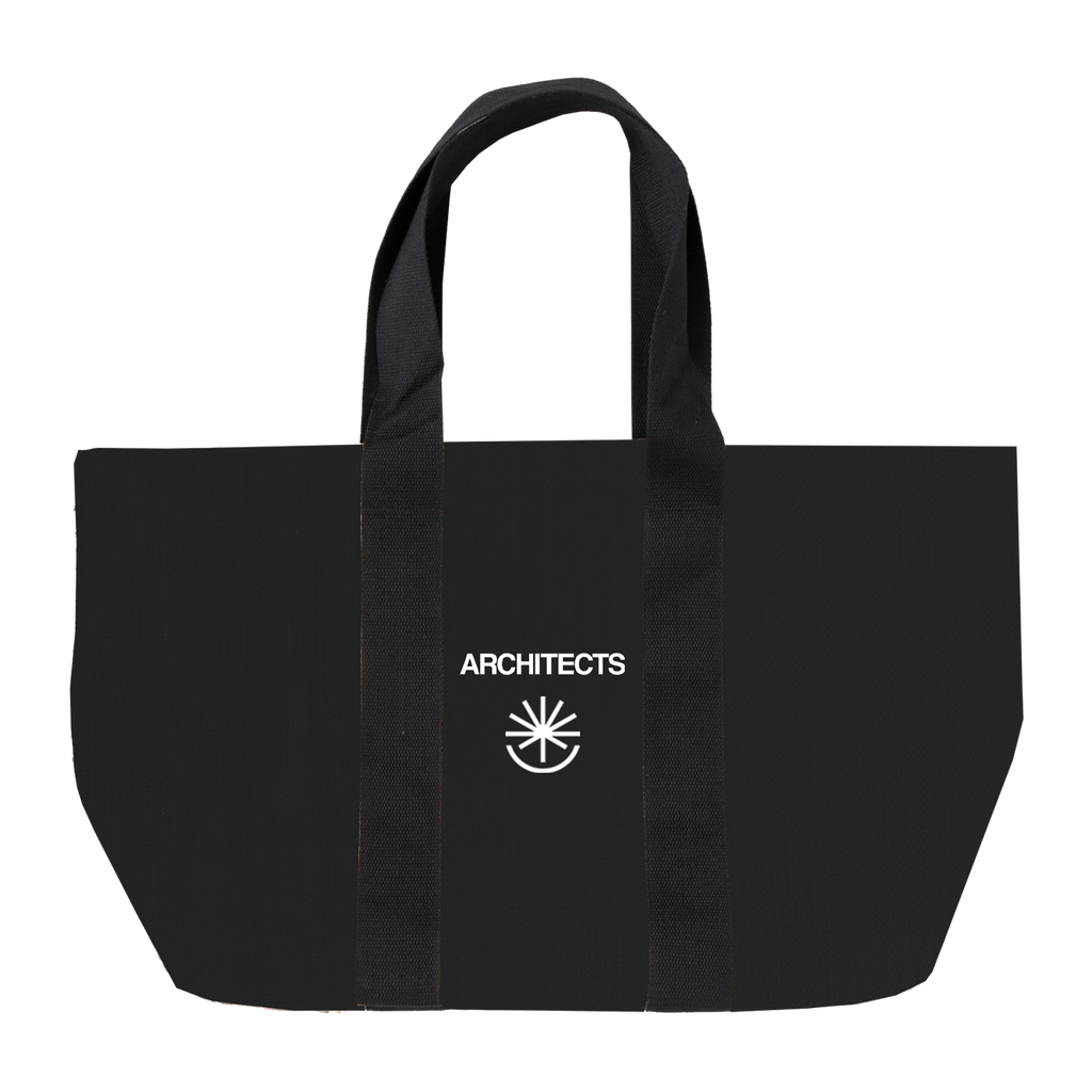 Black tote bag with 'ARCHITECTS' logo across the middle