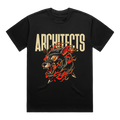 Black t-shirt with a wolf graphic and 'ARCHITECTS' text.