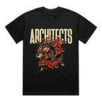 Black t-shirt with a wolf graphic and 'ARCHITECTS' text.