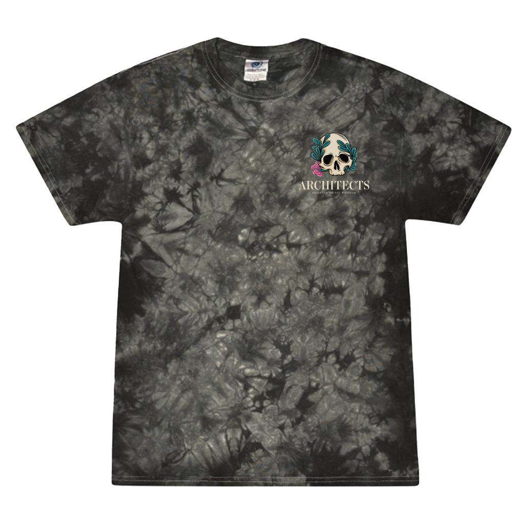 Floral Skull Black Tye Dye T-Shirt