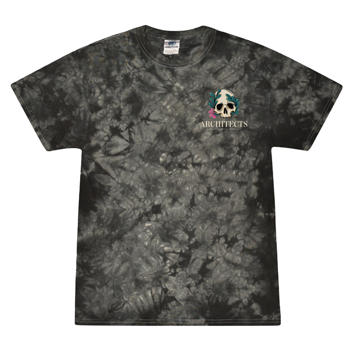 Floral Skull Black Tye Dye T-Shirt