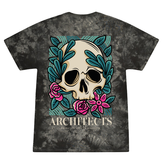 Floral Skull Black Tye Dye T-Shirt