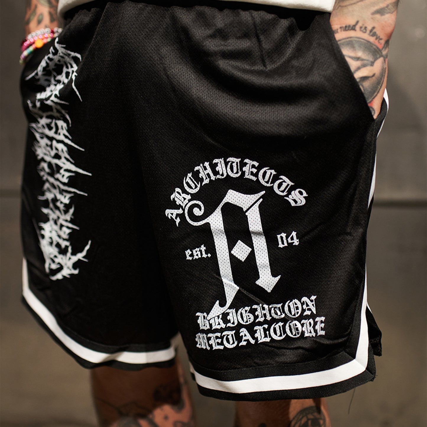 Black Metal Logo Mosh Shorts