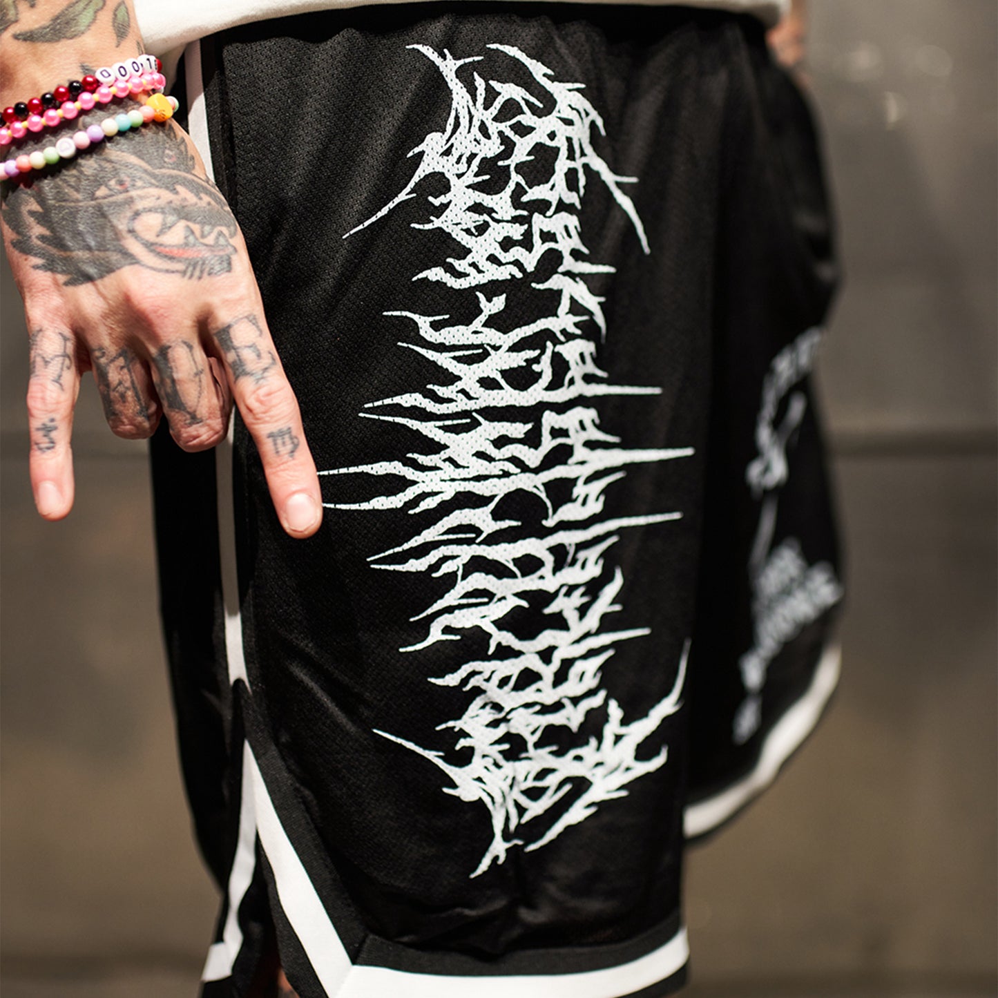 Black Metal Logo Mosh Shorts